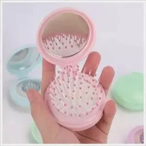 TC2 여행 휴대용 캠핑 나들이 거울 헤어 빗 브러쉬 원형 WFJ1NFC