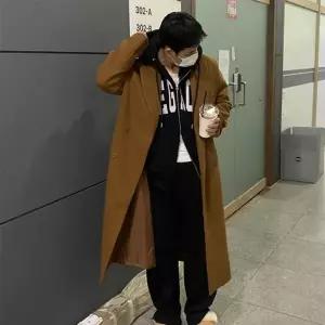 [옷자락]남자 여자 울 박시핏 어깨패드 테일러드 맥시 롱코트