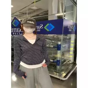 여자 라운드넥티 가을 겨울 방학 투피스 스트라이프 케이프 긴팔 티 상의 원픽4