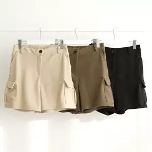 [옷자락]여성 빅사이즈 기모 카고 숏팬츠 와이드 골덴 반바지