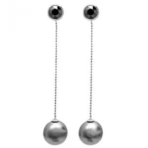 오스트리아 크리스탈 체인 롱 블랙 드롭 진주 귀걸이