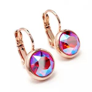 오스트리아 크리스탈 쉬머 라이트시암 로즈골드 귀걸이