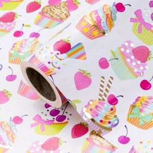 WRAPAHOLIC 호일 포장지 - 미니 롤 17인치 x 16.5피트 골드 컵케이크 생일 걸, 베이비샤워, 웨딩