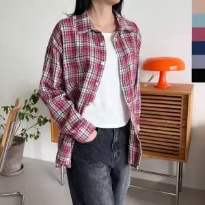 블레오 여자 커플 모노 오버핏 체크 남방 DM2512161386