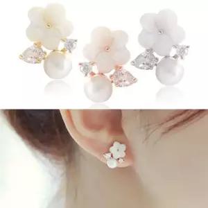 클립) 러빙 W 플라워 귀걸이 20대 30대 이어커프 큐빅 진주 여자친구선물 결혼기념일 기념