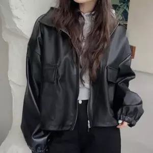 투웨이 크롭 레더 자켓 루즈핏 숏자켓 가죽점퍼 WFJKL25