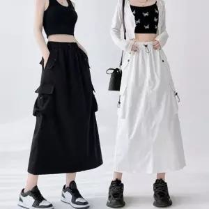 [다잇템] 여자 빅사이즈 코튼혼방 사이드슬릿 건빵 롱스커트_24207925_588872