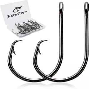 FishTrip 50/100개 낚시 서클 후크 3배 강력 인라인 날카로운 철조망 고탄소강 메기 문어 낚시용 민물