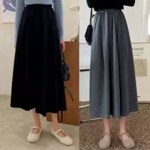 플리츠스커트 롱 치마 주름 허리밴딩 스커트 느낌 니 WD469CC