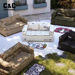 캠핑용 에어소파 1인용 휴대용 공기주입식 좌식쇼파 편안한 휴식 실내외 활용 간편한 공기펌프 포함