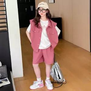 여아 여름 제품 캐주얼 여름 스타일 정장 반팔 조끼 아이들 아동