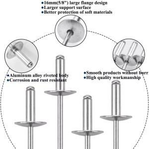 대형 플랜지 블라인드 리벳, 알루미늄 팝 모음 키트, 직경 5/8 인치 (16mm), 30 개