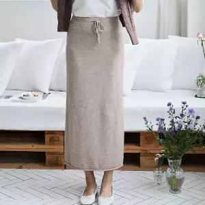 [하프클럽/옷자락]여자 A라인 가을 니트치마 리본 밴딩 돌돌이 롱스커트