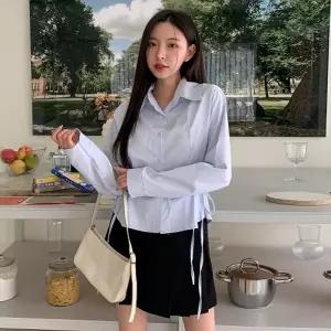 여성 핀턱 리본 카라 긴팔 셔츠 블라우스 -WNB0072- 봄 가을