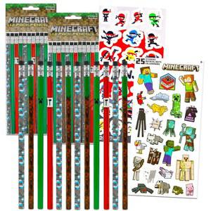 궁극의 마인크래프트 파티 선물 세트 - 크 스, 좀비, 더 많은 스티커가 포함된 24개의 연필과 미니 포스터 번들 | 생일 용품