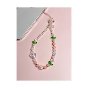 피치플로럴 비즈 키링 꽃 복숭아 핸드폰줄 폰스트랩 폰꾸 차키링 에어팟 선물