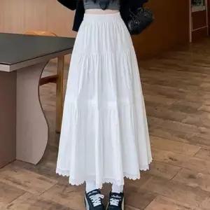 여자 아이보리 레이스소재시그니처 플레어핏 롱스커트 WFK1XI7