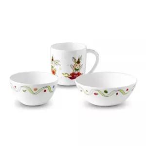 한국도자기 어린이 식기세트 국 밥 그릇 마이스프링 1인 반상기 3p