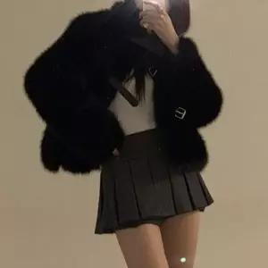 [옷자락]여자 클럽룩 버클 하이넥 페이크밍크 겨울 퍼 자켓