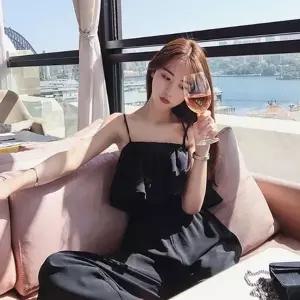 끈나시원피스 여름쉬폰 바캉스 어깨끈원피스 레이스 (KYR-WBCFE78)