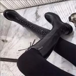 여성 겨울 기모안감 롱부츠 레이스업 워커 슬림