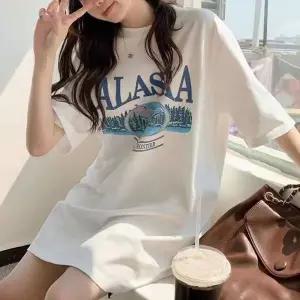 [오너클랜]WL 여성 프린트 프린팅 반팔 티 오버핏 박스 티셔츠 흰색