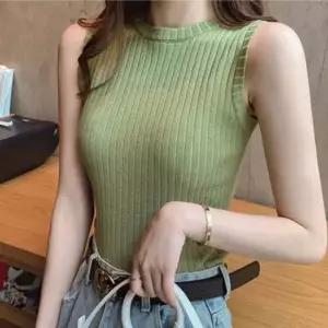 민소매티 슬림핏 골지 데일리 나시티 라운드 클래식 민소매 티