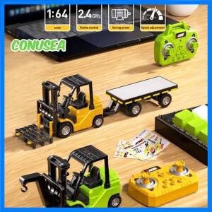 1/64 RC 지게차 트럭 합금 미니 데스크탑 장난감 2.4G RC 자동차 원격 제어 엔지니어 차량 크리스마스 선물