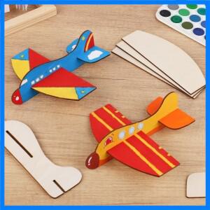 1-5개 나무 비행기 DIY 공예 어린이 페인팅 장난감 생일 파티 선물 크리스마스 선물 미완성 나무 비행기 모