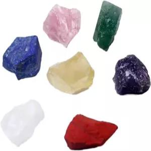 NSIXSURIM 7pc 스톤 세븐 크리스탈 원시 보석 블랙 천 가방 거친 표본 선물 장식품