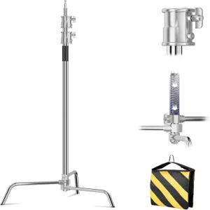 C 스탠드 100 스테인리스 스틸이 적용된 헤비 듀티 라이트 사진 최대 높이 10.8피트/330cm 스튜디오