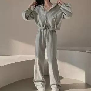 [라일리여성의류] Rly 여성 2컬러 크롭 후드집업 롱팬츠 트레이닝 세트