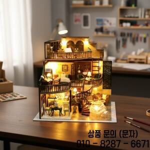 OUZEY 나무 인형의 집 DIY 키트   가구와 조명이 포함된 아늑한 오두막 완성형 모델 십대 및 성인을 위한