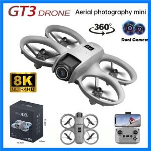 360 °   플립 와이파이 FPV GT3 드론 8K 프로페셔널 듀얼 카메라 헤드리스 모드 장애물 회피 충돌 방지 RC