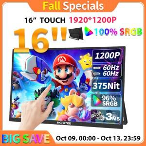 HGFRTEE 휴대용 터치 모니터 16:10 96% sRGB 350Cd/m² 거치대 스탠드 노트북용 두 번째 화면 C타입 HDMI