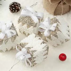 샴페인골드 오너먼트 4p 하얀선물상자 트리 액세서리 악세사리 크리스마스 장식소품 성탄절