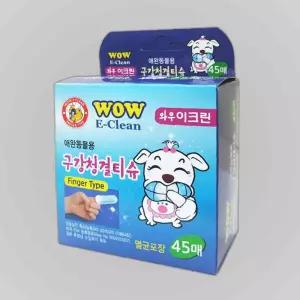 와우 이크린 구강 청결티슈 45매 손가락형 애완 칫솔