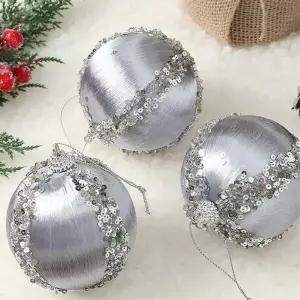 비타리토 로열실버 장식볼 3p 8cm 키프린세스트리볼 트리볼 크리스마스 성탄절 악세사리 오너먼트 소품