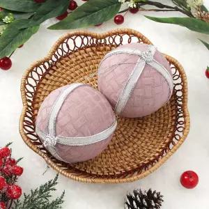 Jdt 장식볼 2P 10cm 화이트라인트리악세사리 액세서리 소품 트리볼 크리스마스