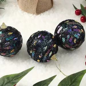 비타리토 다크블루 장식볼 3p 8cm 큐빅스팽글크리스마스 트리볼 소품 오너먼트 악세사리