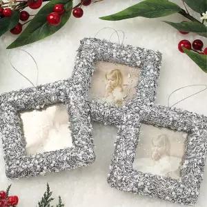 로열실버 트리 오너먼트 3p 물방울 사각액자 크리스마스 장식 액세서리 소품 성탄절