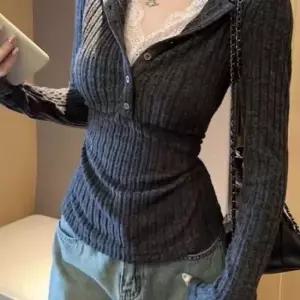 단추티셔츠 골지티셔츠 헨리넥 레이