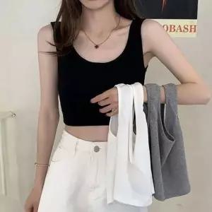 티셔츠 얇은 베이직 단색 크롭 나시 스판 면티 슬림핏 민소매