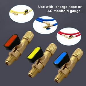 호환상품 에어컨 냉매 볼 밸브 1/4 SAE R134A R410A R22 R12 충전 호스 용 스트레이트 차단 AC