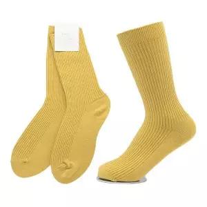 [하프클럽/]여성용 가는골지 장목양말 머스타드 5켤레