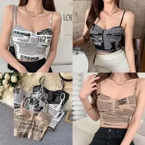 [라일리여성의류] Rly 뉴스퍼나시탑 프린팅 민소매 크롭 레이어드 여름