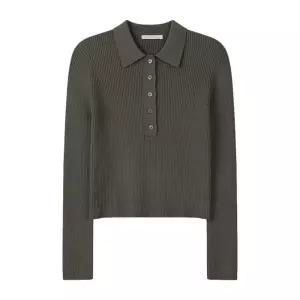 [리빌모아]여자 프리미 슬림 버튼 카라넥 골지 니트티 SGW-KN-Q052-먹색