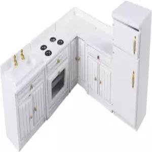 인형의 집 주방 가구 키트 1 12 미니어처 스위트 나무 캐비닛 냉장고 세트 장면 액세서리를 위한 다이닝 룸