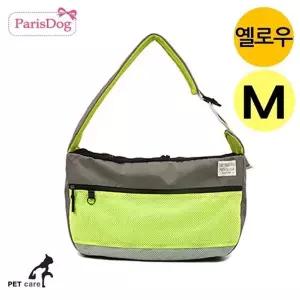 고품질 패리스독 시그니쳐 강아지 슬링백 (M) (옐로우) 이동장 애...
