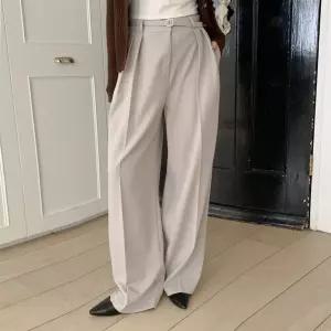 여자 찰랑 세미정장 벨티드 와이드 슬랙스